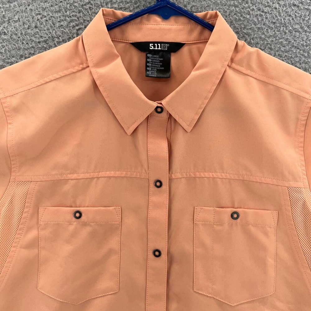 5.11 Tactical Shirt Women's Large Orange Button Up Short Sleeve Marksman NWT